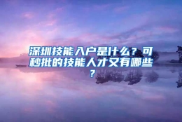 深圳技能入户是什么？可秒批的技能人才又有哪些？