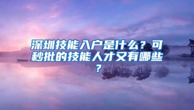 深圳技能入户是什么？可秒批的技能人才又有哪些？