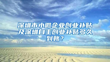 深圳市小微企业创业补贴及深圳自主创业补贴多久到账？