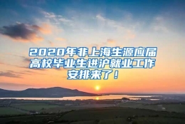 2020年非上海生源应届高校毕业生进沪就业工作安排来了！