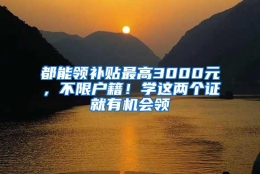 都能领补贴最高3000元，不限户籍！学这两个证就有机会领