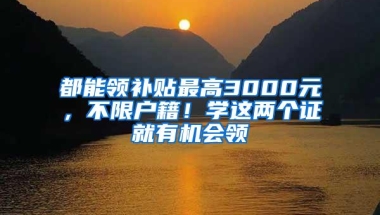 都能领补贴最高3000元，不限户籍！学这两个证就有机会领