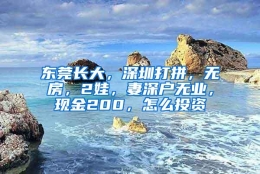 东莞长大，深圳打拼，无房，2娃，妻深户无业，现金200，怎么投资