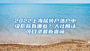 2022上海居转户落户中级职称有哪些？人社局认可目录最新查询