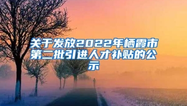 关于发放2022年栖霞市第二批引进人才补贴的公示