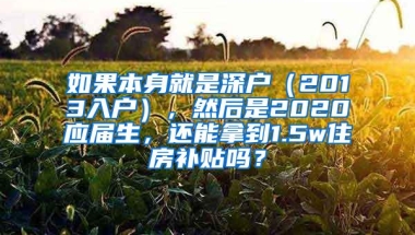 如果本身就是深户（2013入户），然后是2020应届生，还能拿到1.5w住房补贴吗？