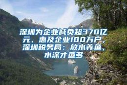 深圳为企业减负超370亿元、惠及企业100万户，深圳税务局：放水养鱼，水深才鱼多