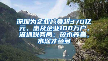 深圳为企业减负超370亿元、惠及企业100万户，深圳税务局：放水养鱼，水深才鱼多