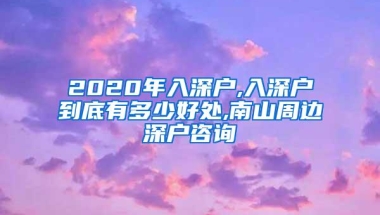 2020年入深户,入深户到底有多少好处,南山周边深户咨询