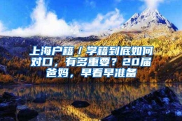 上海户籍／学籍到底如何对口，有多重要？20届爸妈，早看早准备