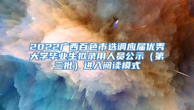 2022广西百色市选调应届优秀大学毕业生拟录用人员公示（第三批）进入阅读模式