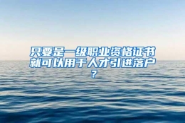 只要是一级职业资格证书就可以用于人才引进落户？