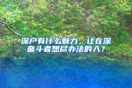 深户有什么魅力，让在深奋斗者想尽办法的入？