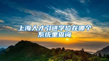 上海人才引进学位在哪个系统里查询