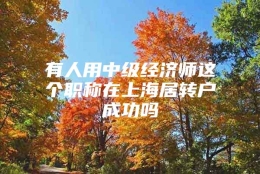 有人用中级经济师这个职称在上海居转户成功吗