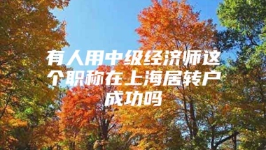 有人用中级经济师这个职称在上海居转户成功吗