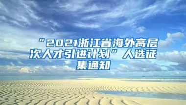 “2021浙江省海外高层次人才引进计划”人选征集通知