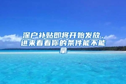 深户补贴即将开始发放，进来看看你的条件能不能拿