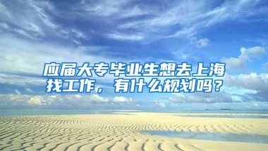 应届大专毕业生想去上海找工作，有什么规划吗？