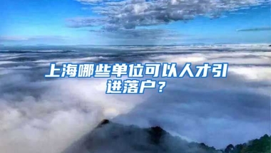 上海哪些单位可以人才引进落户？