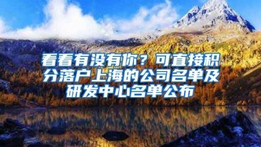 看看有没有你？可直接积分落户上海的公司名单及研发中心名单公布