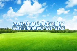 2019年非上海生源应届高校毕业生进沪落户政策