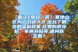 【面试&每日一答】某地山区为了引进人才,出台了很多的福利政策,比如购房补贴、车辆补贴等,请问你怎看？