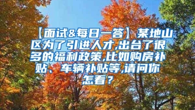 【面试&每日一答】某地山区为了引进人才,出台了很多的福利政策,比如购房补贴、车辆补贴等,请问你怎看？