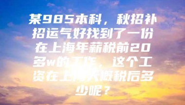 某985本科，秋招补招运气好找到了一份在上海年薪税前20多w的工作，这个工资在上海大概税后多少呢？