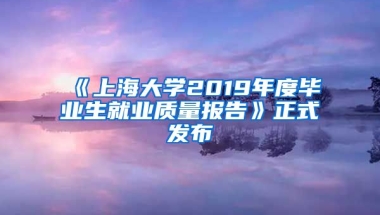 《上海大学2019年度毕业生就业质量报告》正式发布