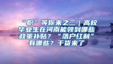 “职”等你来之二｜高校毕业生在河南能领到哪些政策补贴？“落户红利”有哪些？干货来了