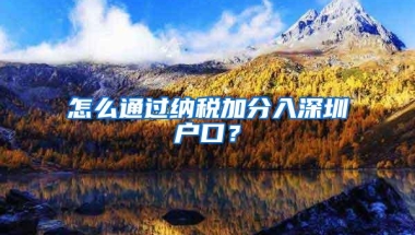 怎么通过纳税加分入深圳户口？