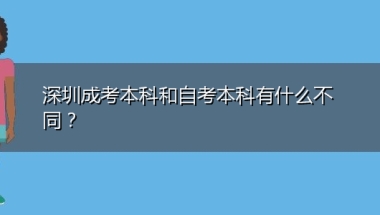 深圳成考本科和自考本科有什么不同？