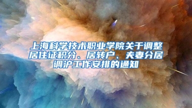 上海科学技术职业学院关于调整居住证积分、居转户、夫妻分居调沪工作安排的通知