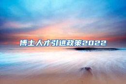 博士人才引进政策2022