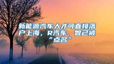 新能源汽车人才可直接落户上海，R汽车、智己被“点名”