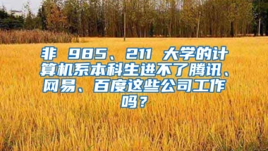 非 985、211 大学的计算机系本科生进不了腾讯、网易、百度这些公司工作吗？