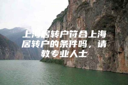 上海居转户符合上海居转户的条件吗，请教专业人士