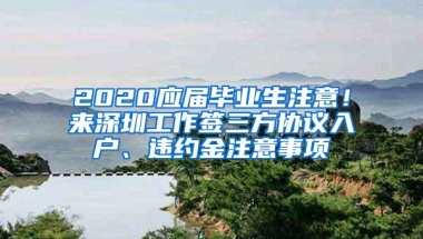 2020应届毕业生注意！来深圳工作签三方协议入户、违约金注意事项