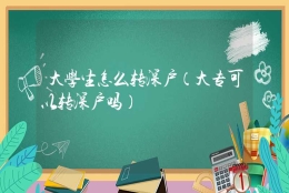 大学生怎么转深户（大专可以转深户吗）