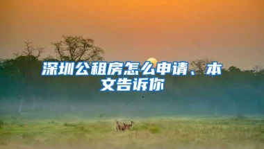 深圳公租房怎么申请、本文告诉你