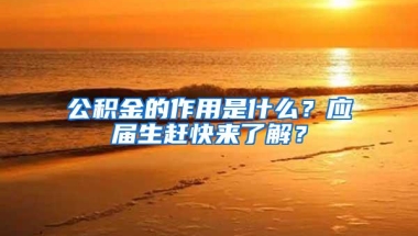 公积金的作用是什么？应届生赶快来了解？