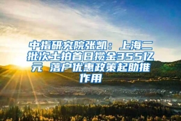 中指研究院张凯：上海二批次土拍首日揽金355亿元 落户优惠政策起助推作用