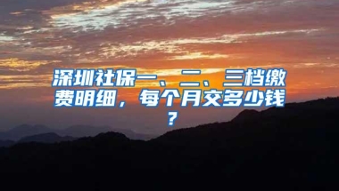 深圳社保一、二、三档缴费明细，每个月交多少钱？