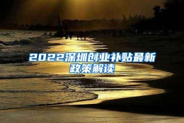 2022深圳创业补贴最新政策解读