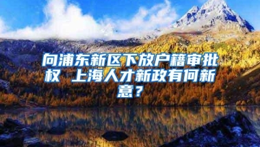 向浦东新区下放户籍审批权 上海人才新政有何新意？