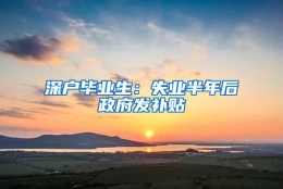 深户毕业生：失业半年后政府发补贴