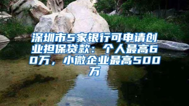 深圳市5家银行可申请创业担保贷款：个人最高60万，小微企业最高500万