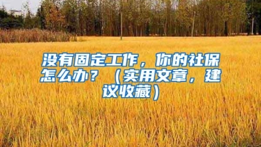 没有固定工作，你的社保怎么办？（实用文章，建议收藏）