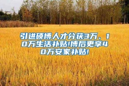 引进硕博人才分获3万、10万生活补贴!博后更享40万安家补贴!